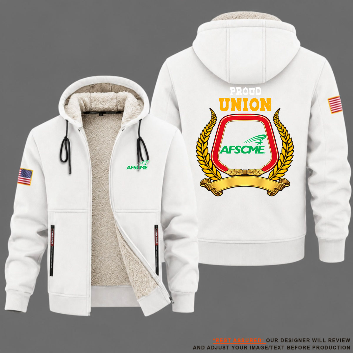 2026 AFSCME Union Labor Proud Union Fleece Zip Hoodie USS1001 - Image 3