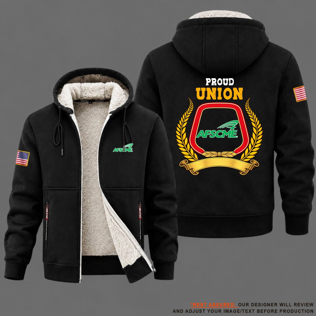 2026 AFSCME Union Labor Proud Union Fleece Zip Hoodie USS1001 - Image 9