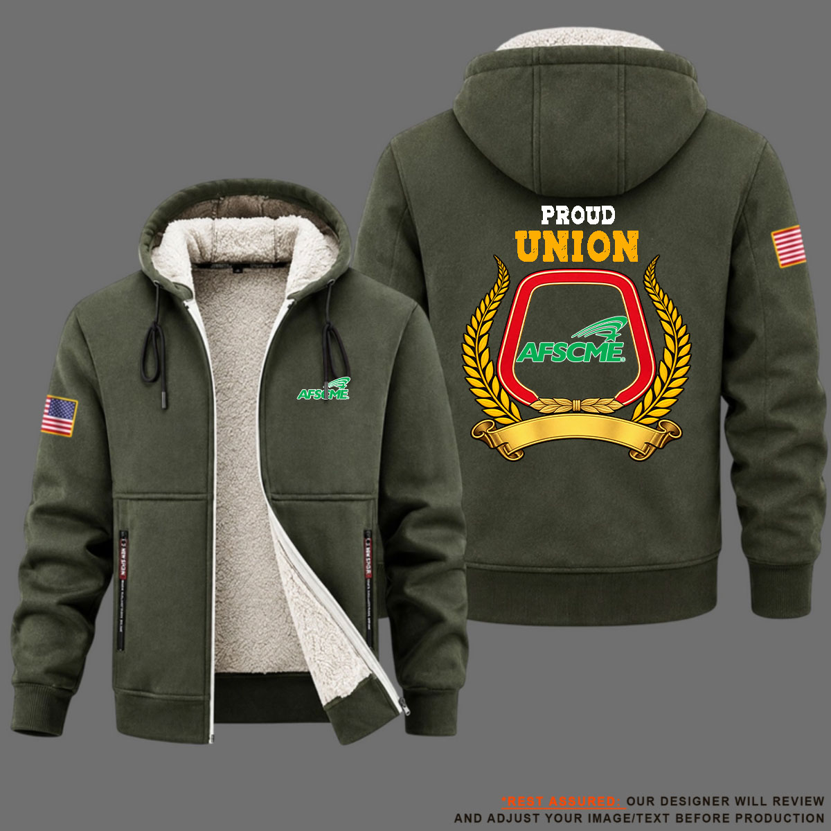 2026 AFSCME Union Labor Proud Union Fleece Zip Hoodie USS1001 - Image 10
